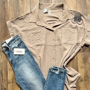 Muted Mocha Airflow Button Down Top | NEW NEW NEW